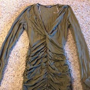 Fashion Nova long sleeve Dark green dress